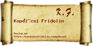 Kopácsi Fridolin névjegykártya